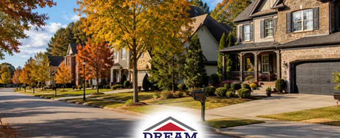 Autumn neighborhood homes in South Atlanta area.
